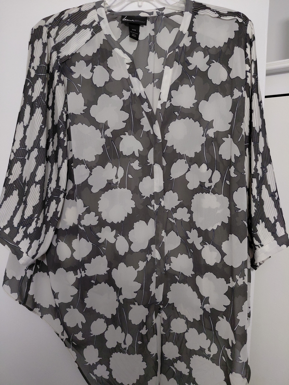 Lane Bryant Black and White Floral Sheer Tunic
